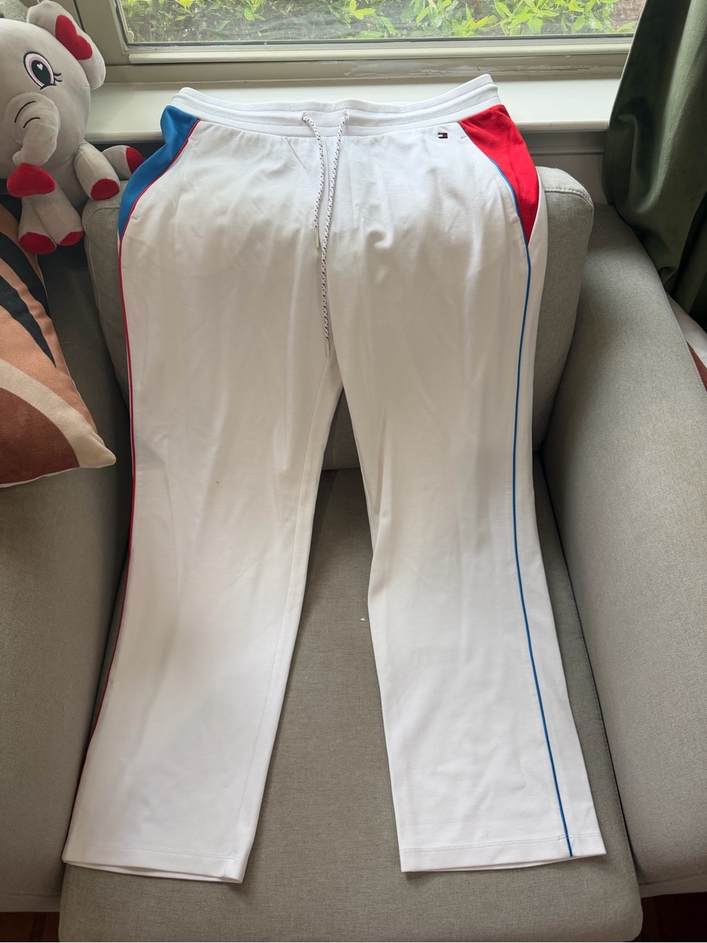 Tommy Hilfiger White Joggers with Red & Blue Drawcord Detailing